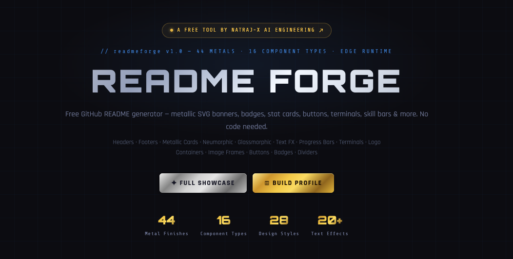 ReadmeForge — GitHub README SVG Generator